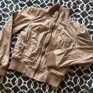 Tan bomber zip up jacket